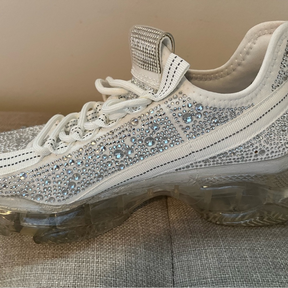 Steve Madden White Rhinestone Sneakers - Picture 5 of 12